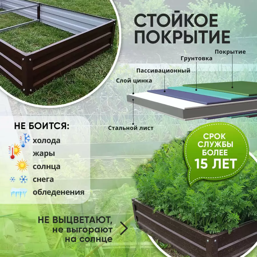 Коричневая усиленная грядка (0,6 х 2)